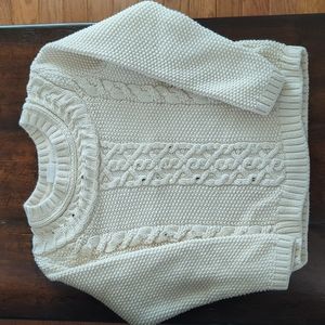 Girls GAP sweater, Cream Cable knit with silver sequins on front, Size XS 4-5